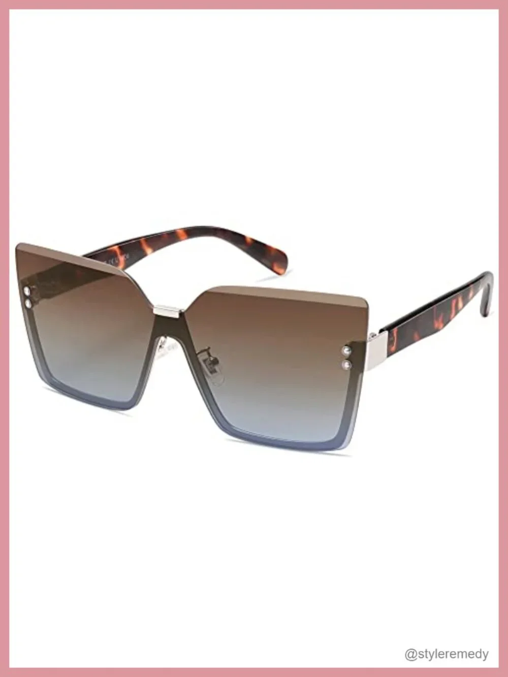 Oversized Square Rimless Sunglasses UV400 Ladies Shades